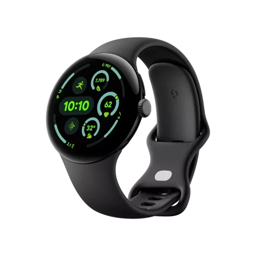 Google Pixel Watch 3 - 45mm - Matte Black Aluminum Case Obsidian Active Band - Alezay Kuwait - Google Kuwait